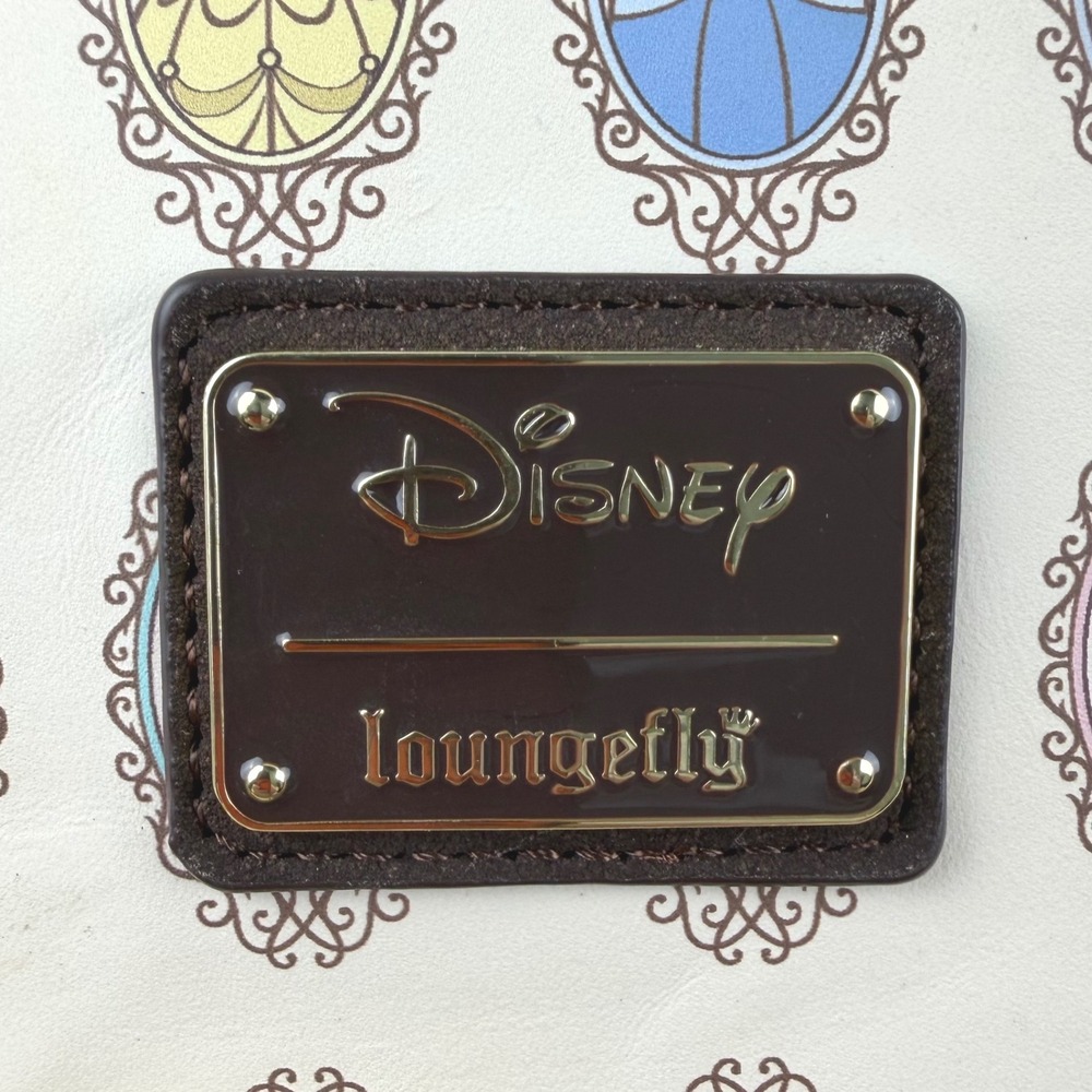 Disney Loungefly Princess Portraits Mini Backpack White Brown Faux Leather - Picture 2 of 9